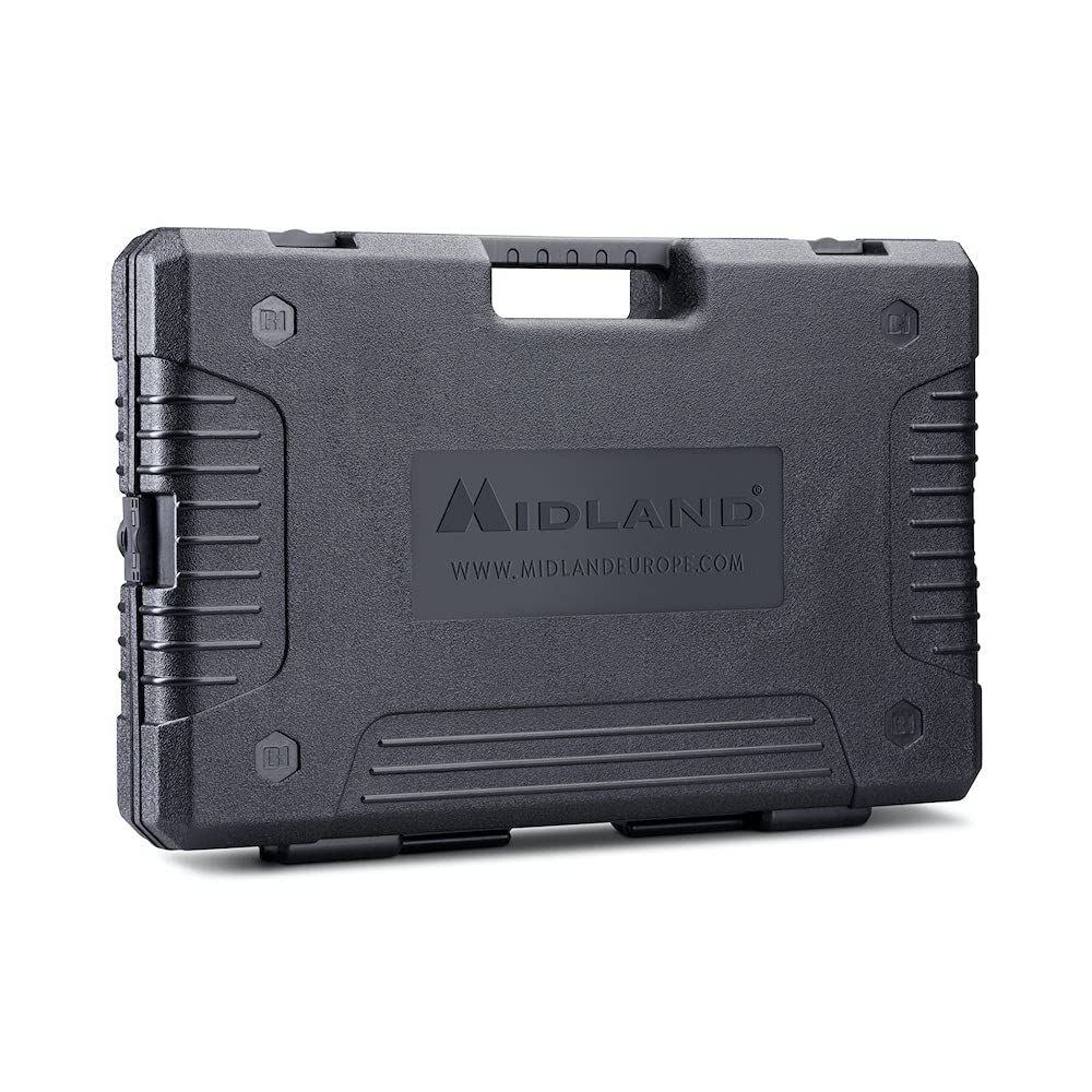 Midland - Set 4 Walkie Talkie G7 PRO Work Edition, Ricetrasmittenti Professionali 85 Canali - 16 PMR446/69 LPD Senza Licenza, Copertura 10 Km, Autonomia 18 Ore, Batterie Ricaricabili e Accessori