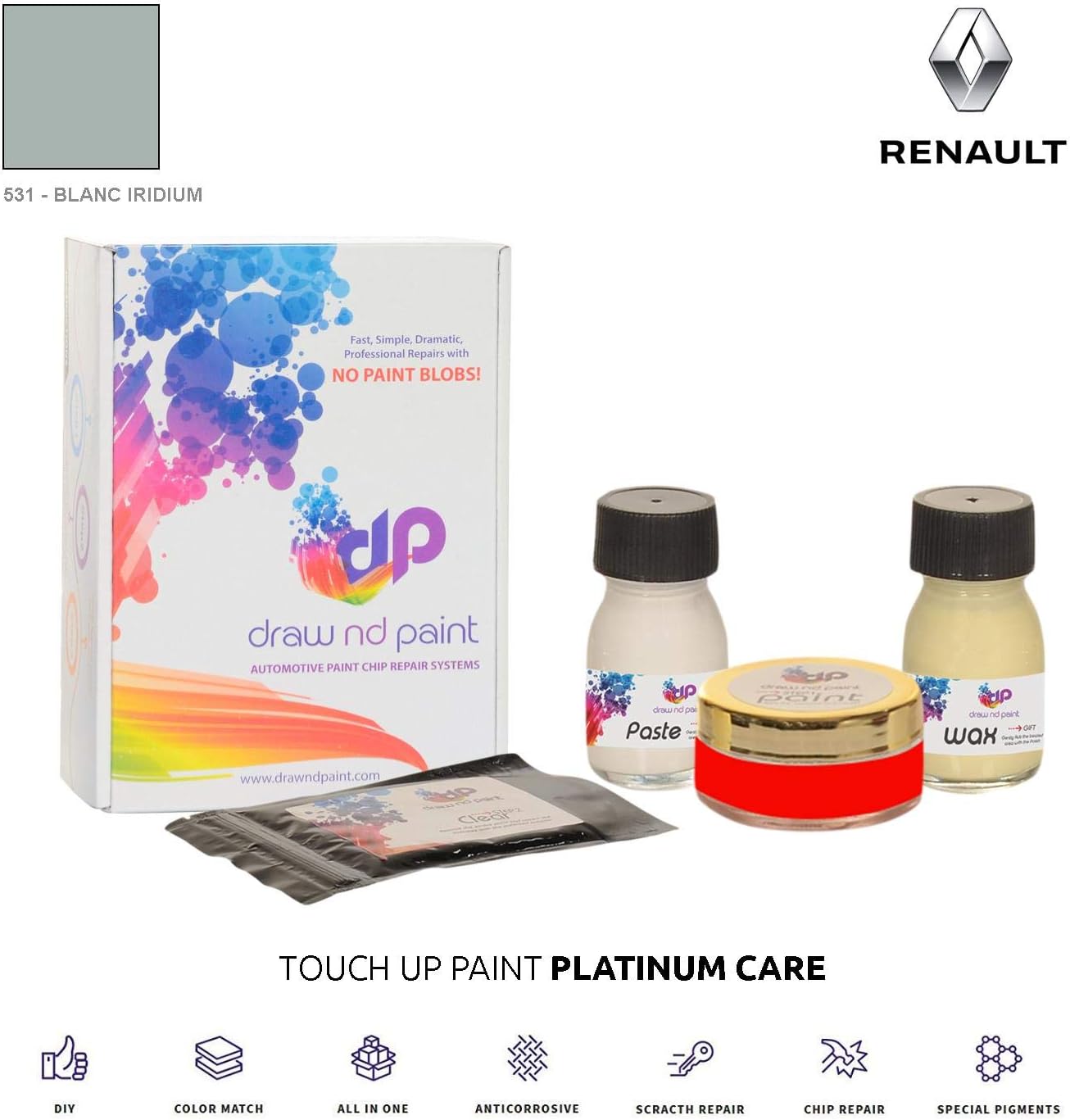 DrawndPaint for/RENAULT Trafic/BLANC IRIDIUM - 531 / TOUCH-UP PAINT SYSTEM EXACT-MATCH/PLATINUM CARE