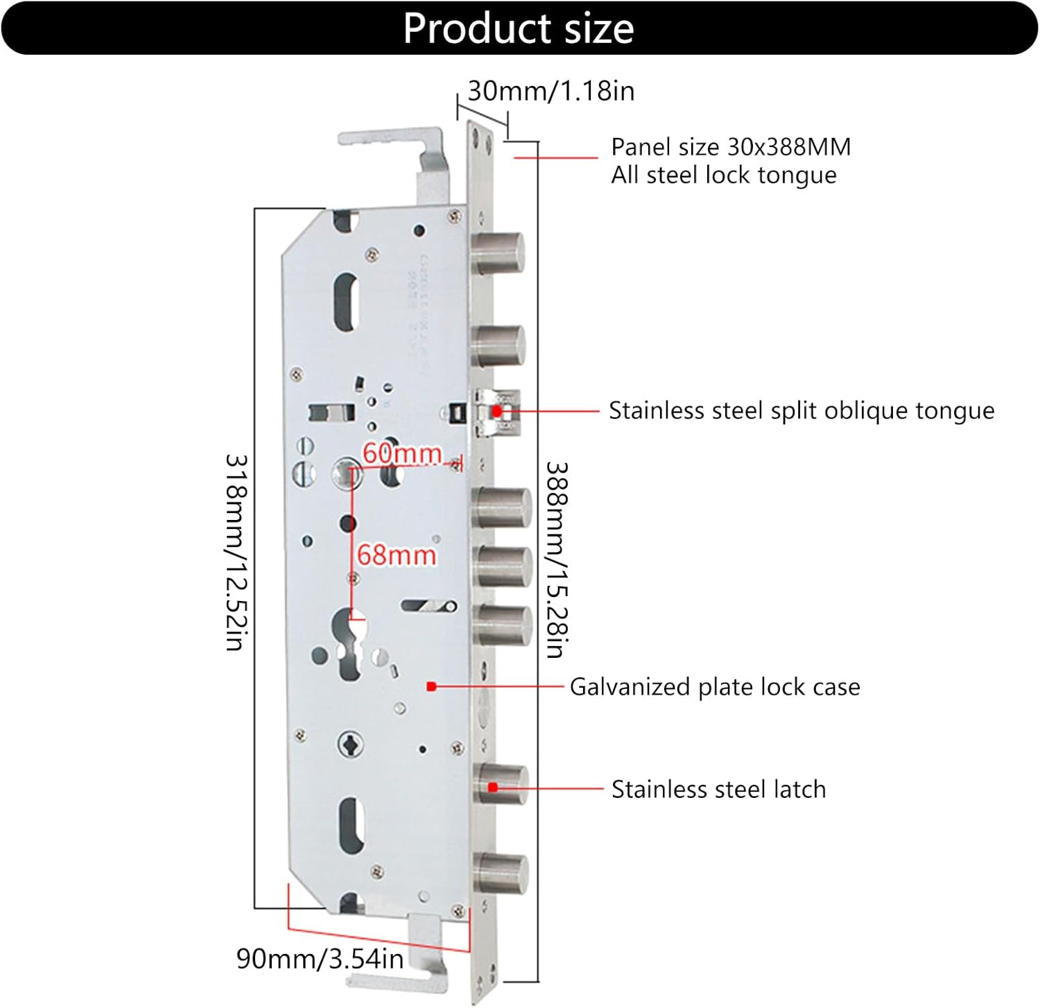 Door Lock, Security Fingerprints Door Lock with 9 Head Steel Fork Latches Biometric Fingerprints Recognition for Not Theft Entry