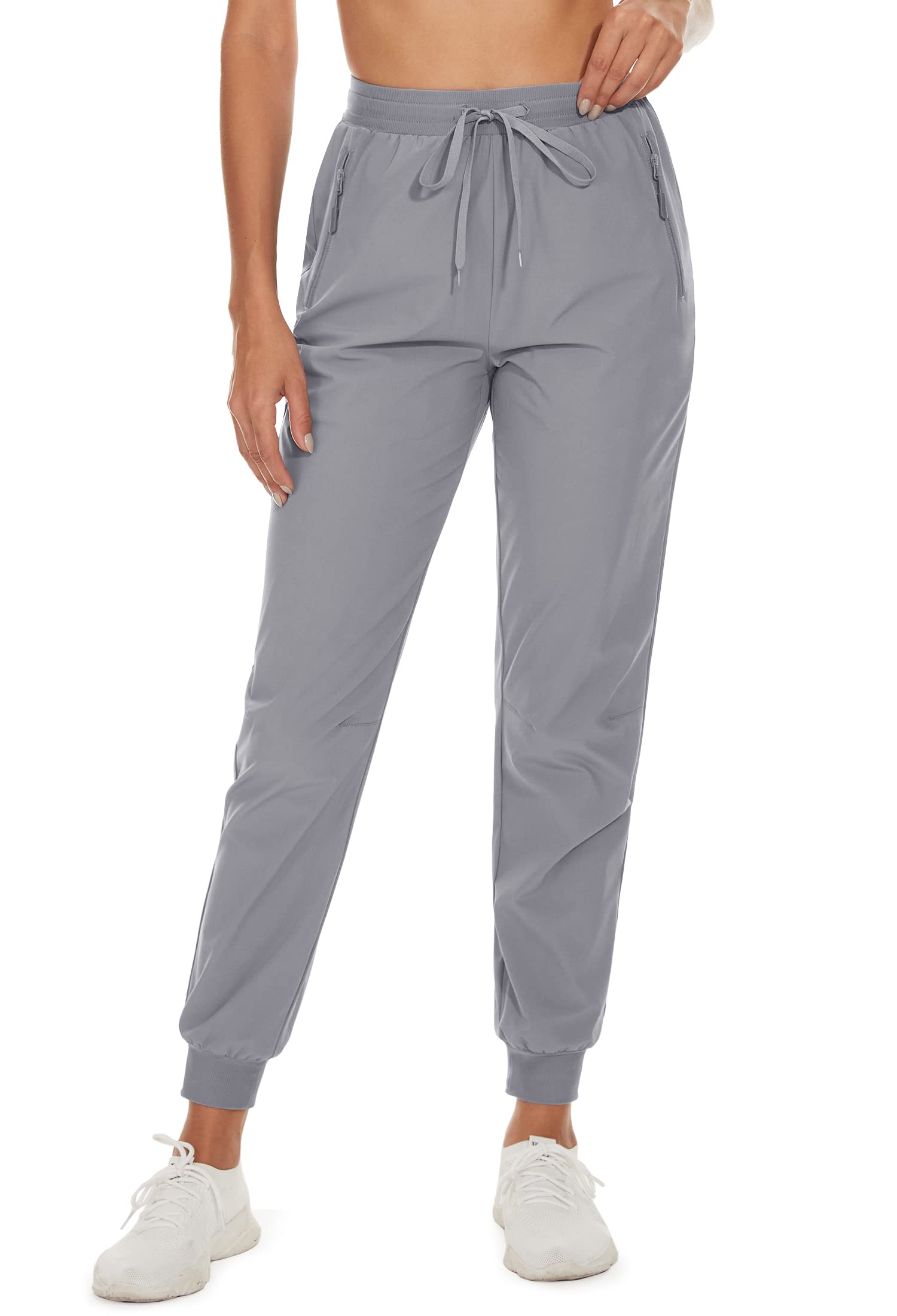 TACVASEN Women's Athletic Pants Stretchy Activewear Running Comfortable, Light Grey, 2XL