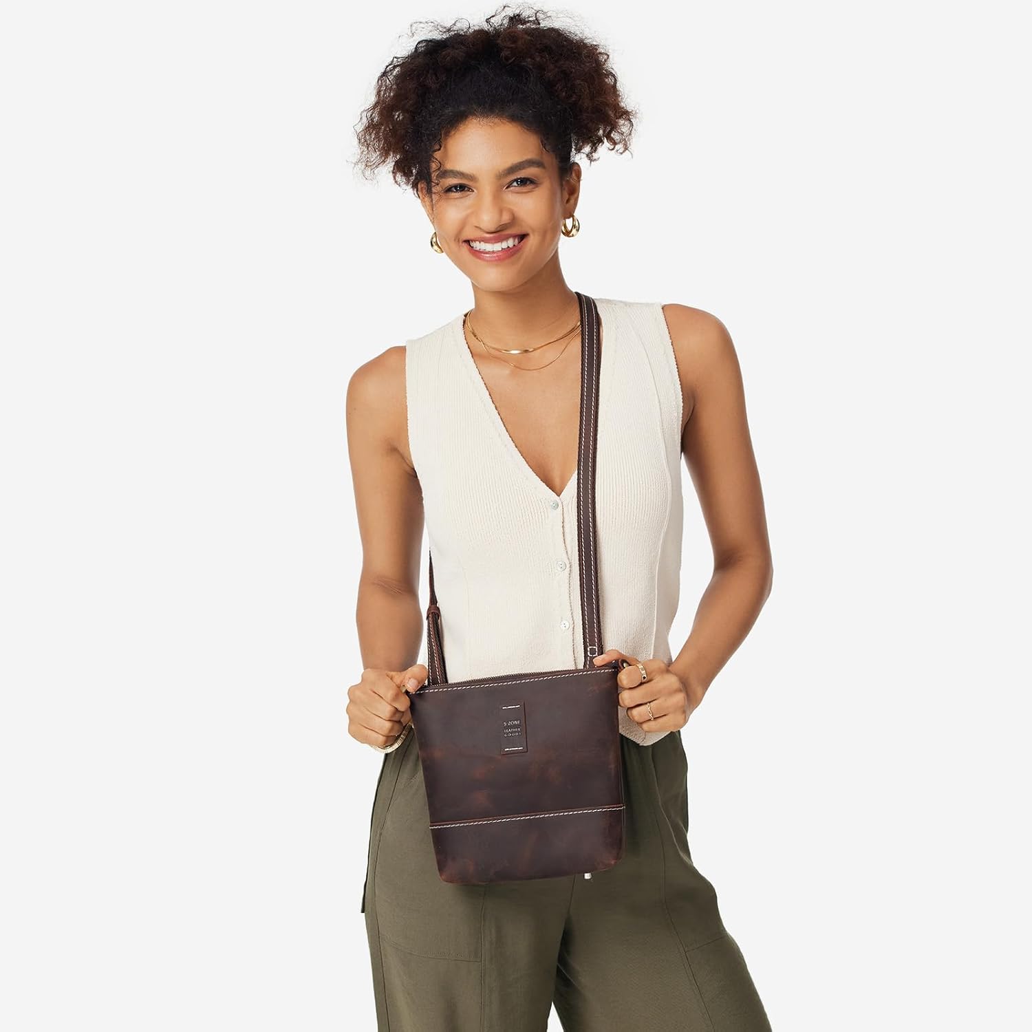 S-ZONE Leather Crossbody Bags for Women Small Over the Shoulder Purses and Handbags Trendy - Image 3