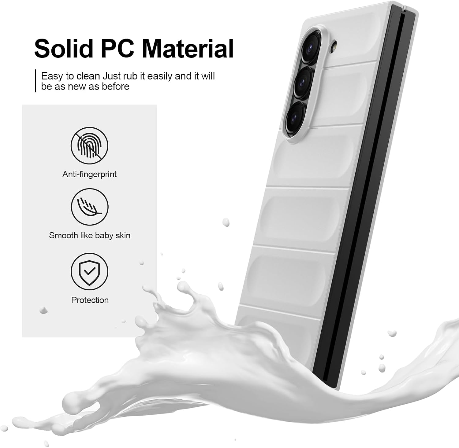 Case for Samsung Galaxy Z Fold 6, Hard PC Slim Fit Bumper Case, Anti-Scratch Shockproof Protective Phone Cover, White image 2