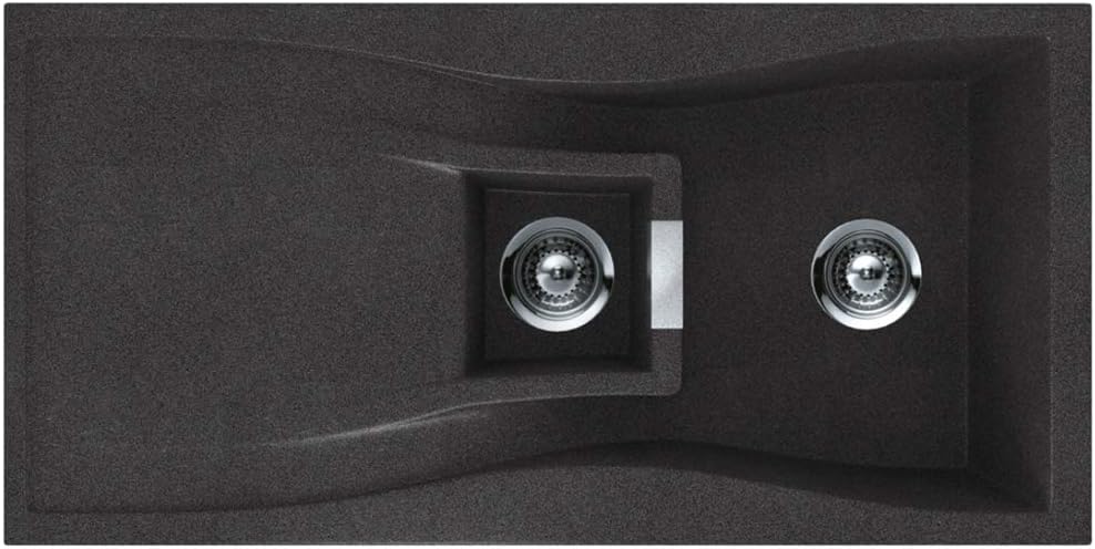 Schock Waterfall D150 1.5 Bowl Granite Carbonium Black Kitchen Sink & Waste