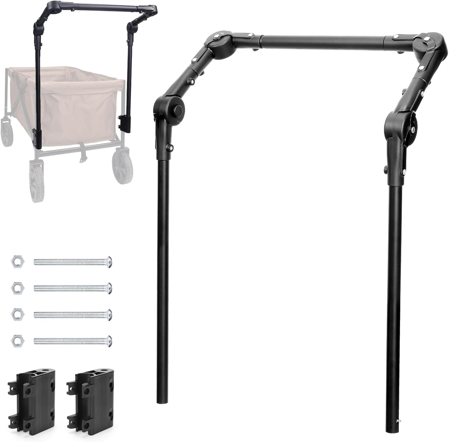 Universal Folding Wagon Handle for Strollers & Camping - Adjustable, Foldable Beach Cart with Round or Square Metal Frame