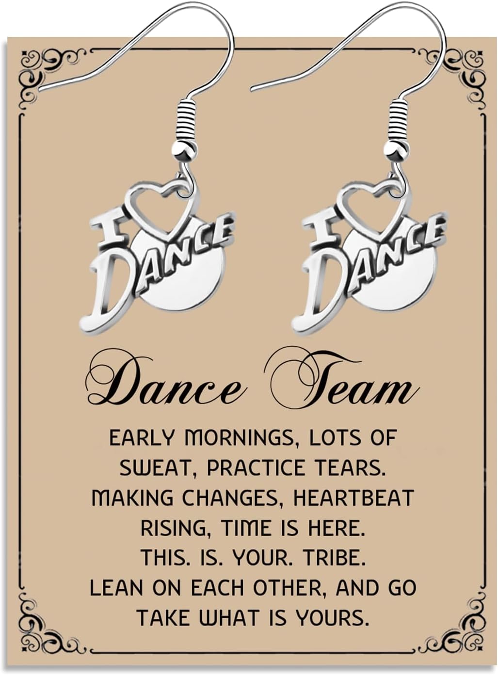 MAOFAED I Love Dance Earring for Dance Team, Gift Idea for Dancer, Dancing Jewelry for Women, Dancing Gift (danceTeamEarringCA)