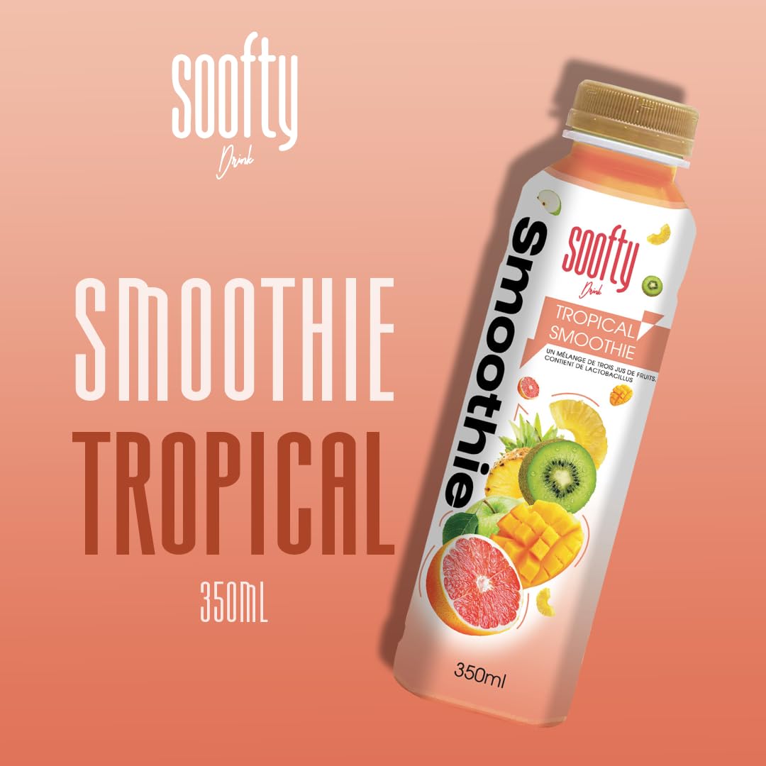 Boissons Soofty Smoothie Tropical, 350ml, Pack de 20