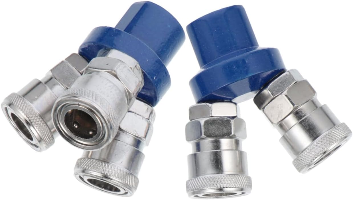 2pcs Pneumatic Self-locking Coupling Quick Connect Fittings Air Compressor round Tee and Two-way Air Hose Splitter Connectors for Industrial Pneumatic Accessories