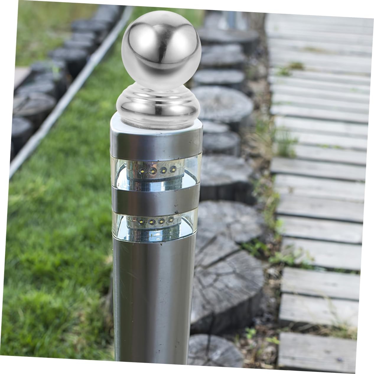 VANZACK 2pcs Garden Sphere Stand Stainless Steel Silver for Outdoor Gardens image 4