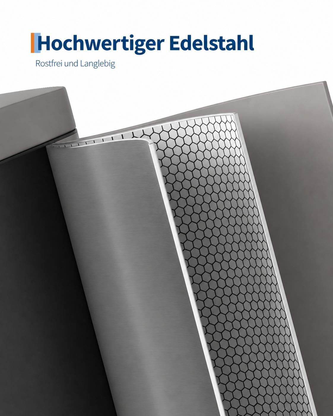 Geruchsdichter Edelstahl Mülleimer mit Deckel – Schlanker 10L Tret-Abfalleimer für Bad & Schlafzimmer – Wasserdicht, Soft-Close, herausnehmbarer Inneneimer, Griff, rutschfest, grau