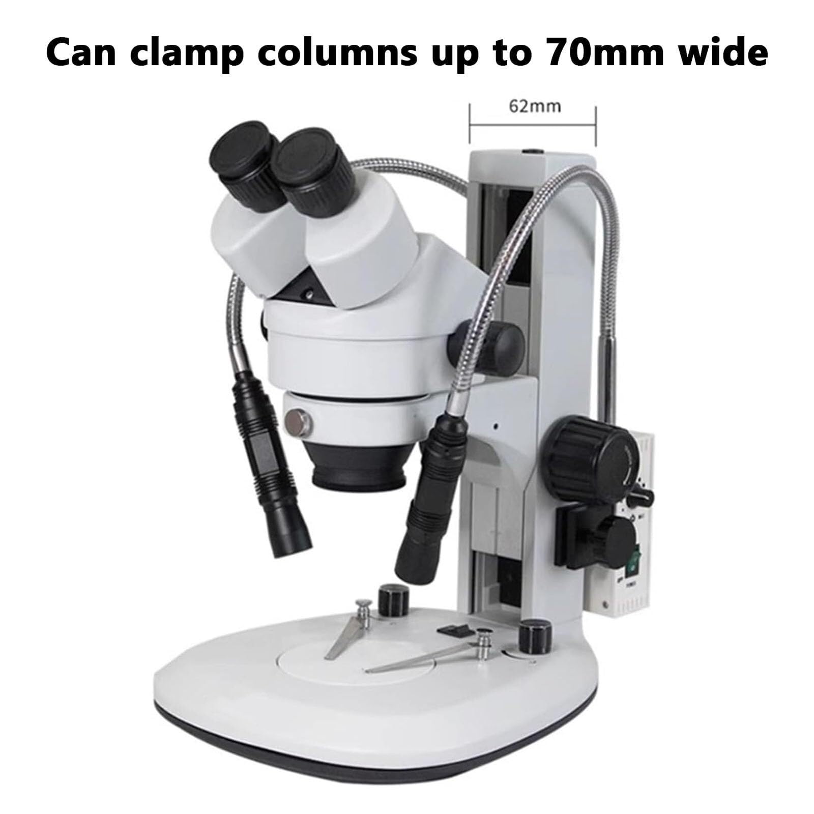 Iluminador de microscopio de fibra óptica LED, fuente de luz ajustable de cuello de cisne doble, brillo de 6000 K para reparación de PCB y microscopios de zoom estéreo