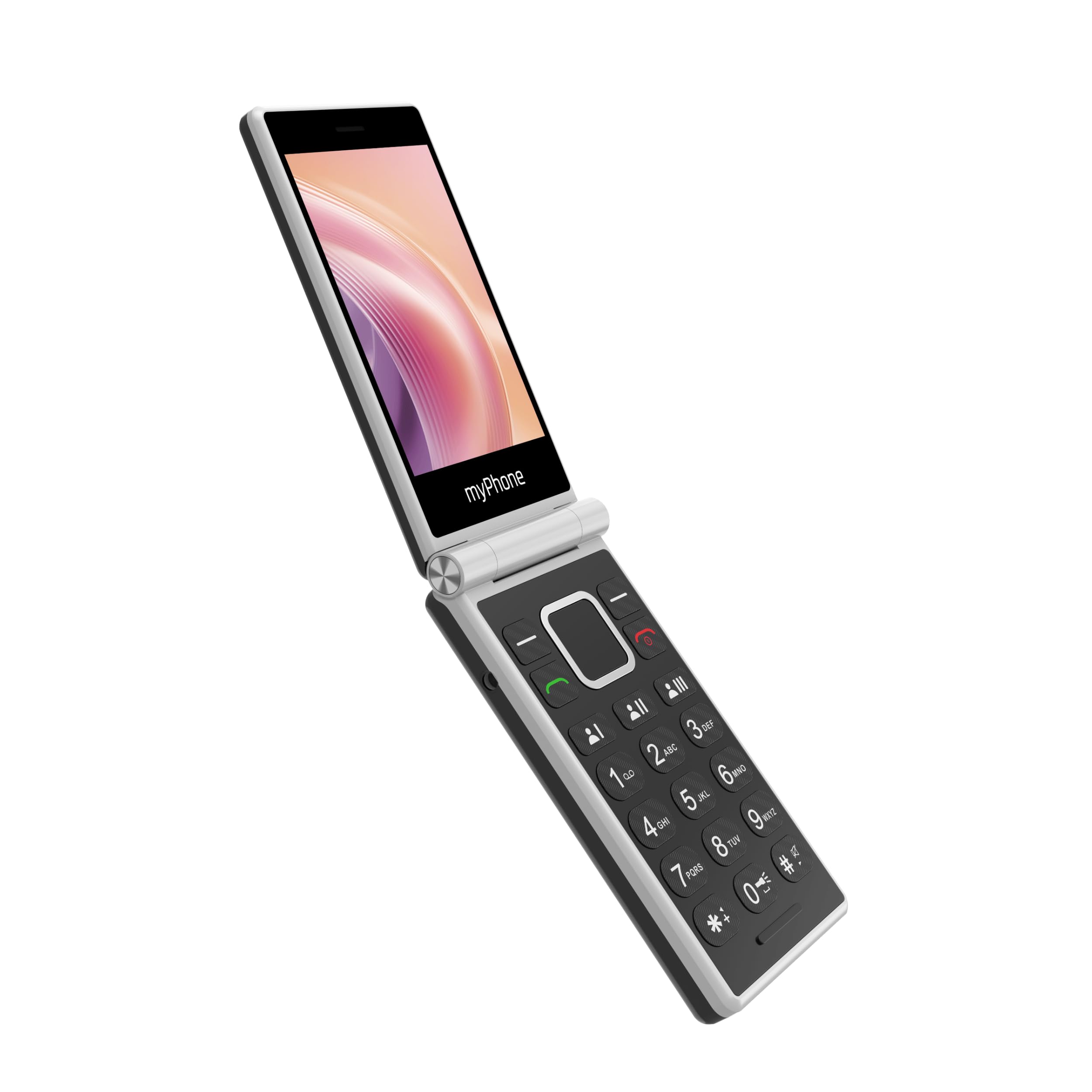 myPhone Tango 2 LTE telefono a conchiglia per anziani senza abbonamento, cellulare 4G con doppio display, tasti grandi, base di ricarica, tasto SOS, Dual SIM