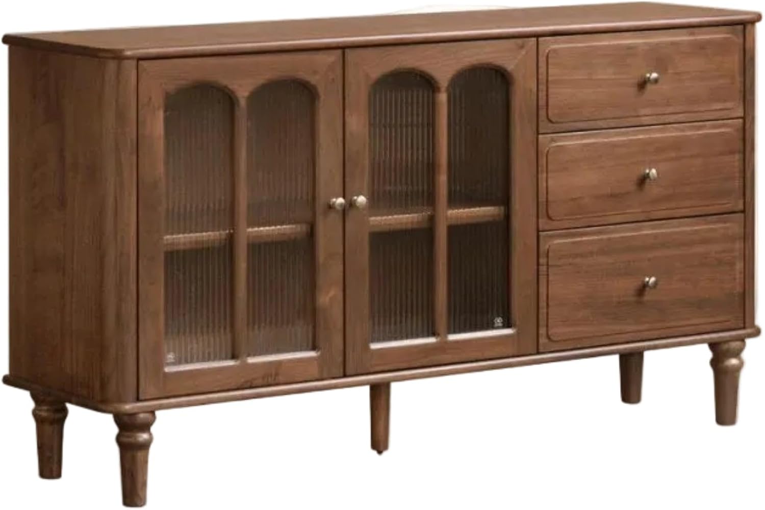 GVAwood Black Walnut Solid Wood American Retro Sideboard 59.1×15.8×33.5 inch / 150×40×85 cm/Rich Dark Walnut Color/Sideboard