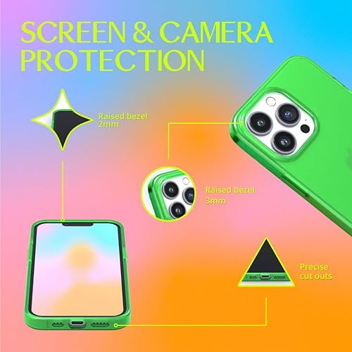 Miniatura 4 de FELONY CASE - Funda protectora transparente verde neón para iPhone 13 Pro Max, TPU y policarbonato que absorbe los golpes - A prueba de grietas con