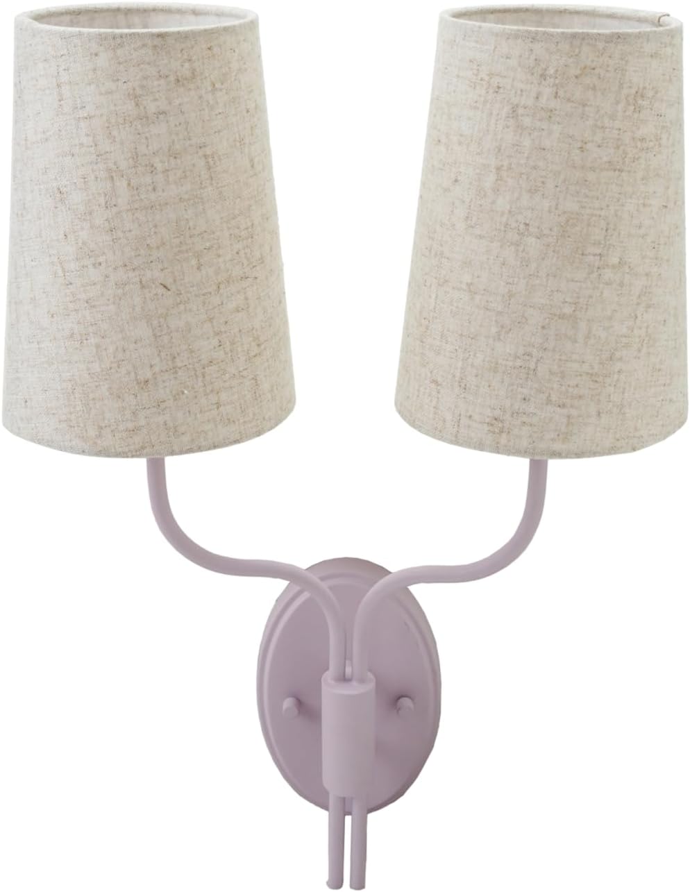 Creative Co-Op Metal Double Wall Sconce with Powder Coating, Linen Shades and Inline Switch, Lavender Color