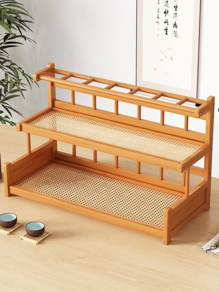 飾り棚　茶道棚　アンティーク棚 Amazon｜ディスプレイ棚 アンティーク 棚 ラック棚 竹製 茶杯