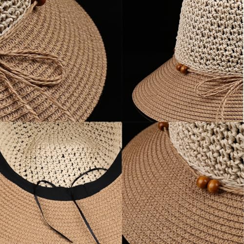 Gorro de paja para mujer con ala ancha y protección solar miniatura 5