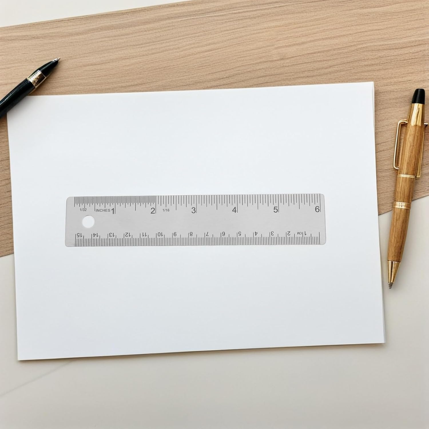 Non-Slip Metal Straight Edge Measuring Tools with Cork Back Stainless Steel Rulers and Paper Cutting 3pcs 6 Inch Smooth Edge Finish, Portable Size for Home Use