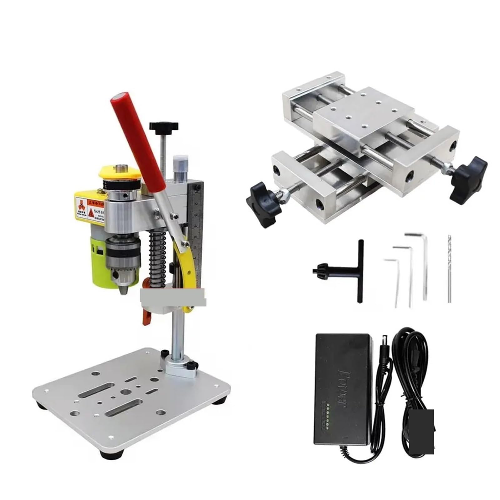 Taladro de banco, minitaladro de columna, Mini taladro de precisión de escritorio con mesa deslizante CNC, motor 795, mandril B12 for manualidades, herramientas de bricolaje, artesanías de madera, fab
