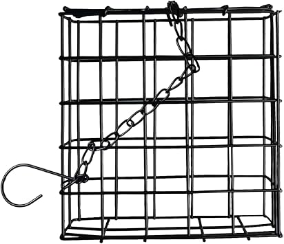 Newhouse Pet Single Cake Suet Basket Bird Feeder NHP-Suet-BLK, Small Hanging Bird Feeder for Outdoors, Suet Cake Holder for Jays, Woodpeckers, Chickadees, Wrens, and Other Birds
