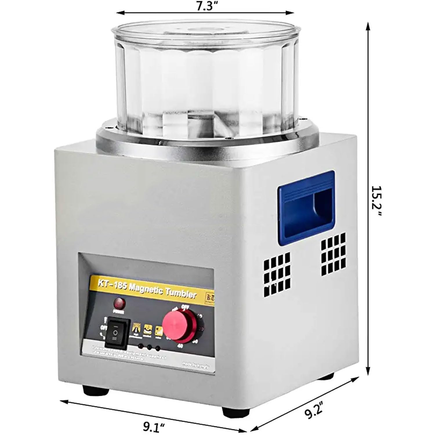 Magnetische Poliermaschine, 2000 U/min Reversible Tumbler-Schleifmaschine, 600 g Kapazität Edelstahl-Zubehör-Poliermaschine für Schmuck, Metallteile, Hartplastik