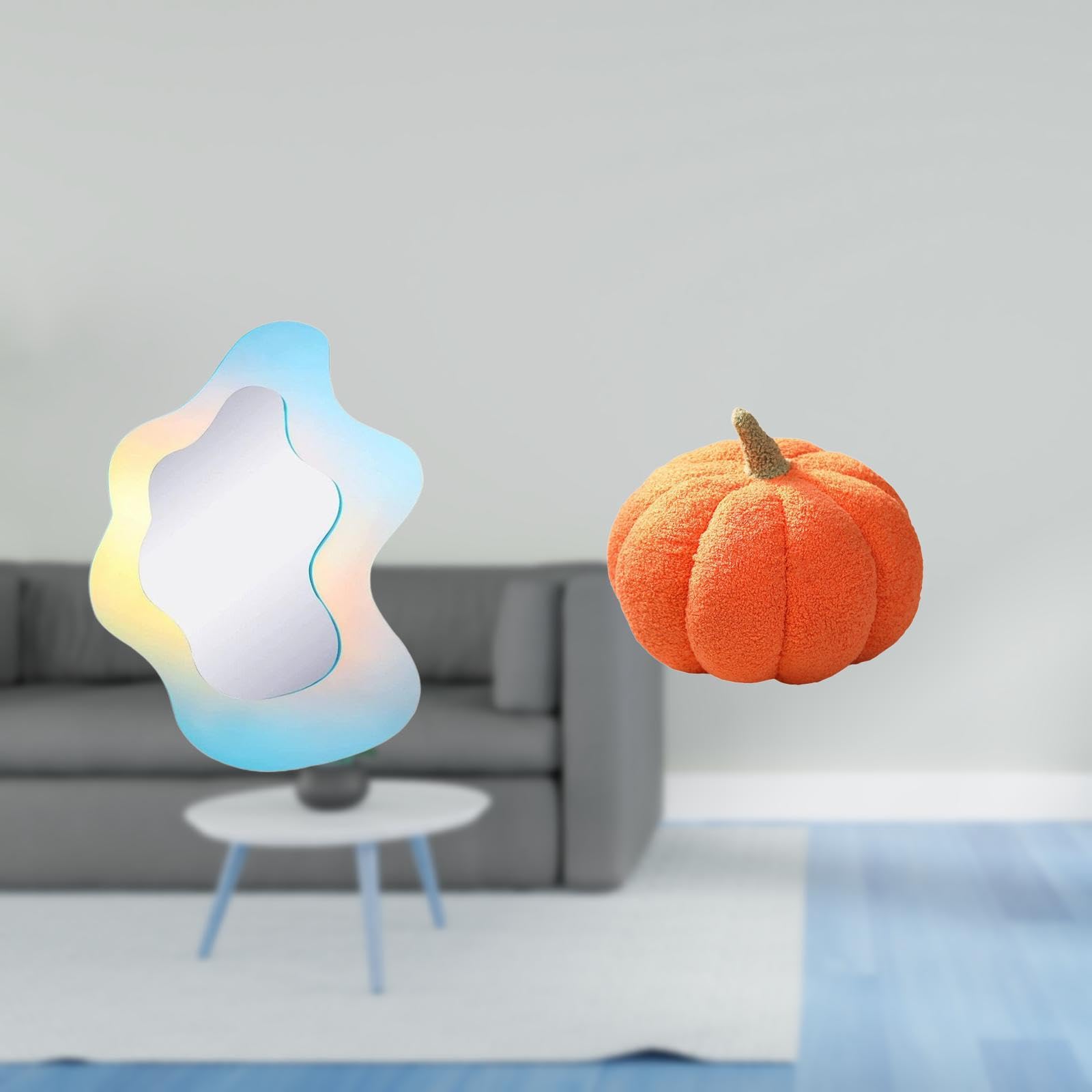 Enakshi® Reflective Pumpkin Plush Acrylic Mirror Decorative Pillow for Modern Bathroom and Bedroom Wall and Sofa Cushion Decor|Home & Garden | Home Decor | Mirrors-image-45