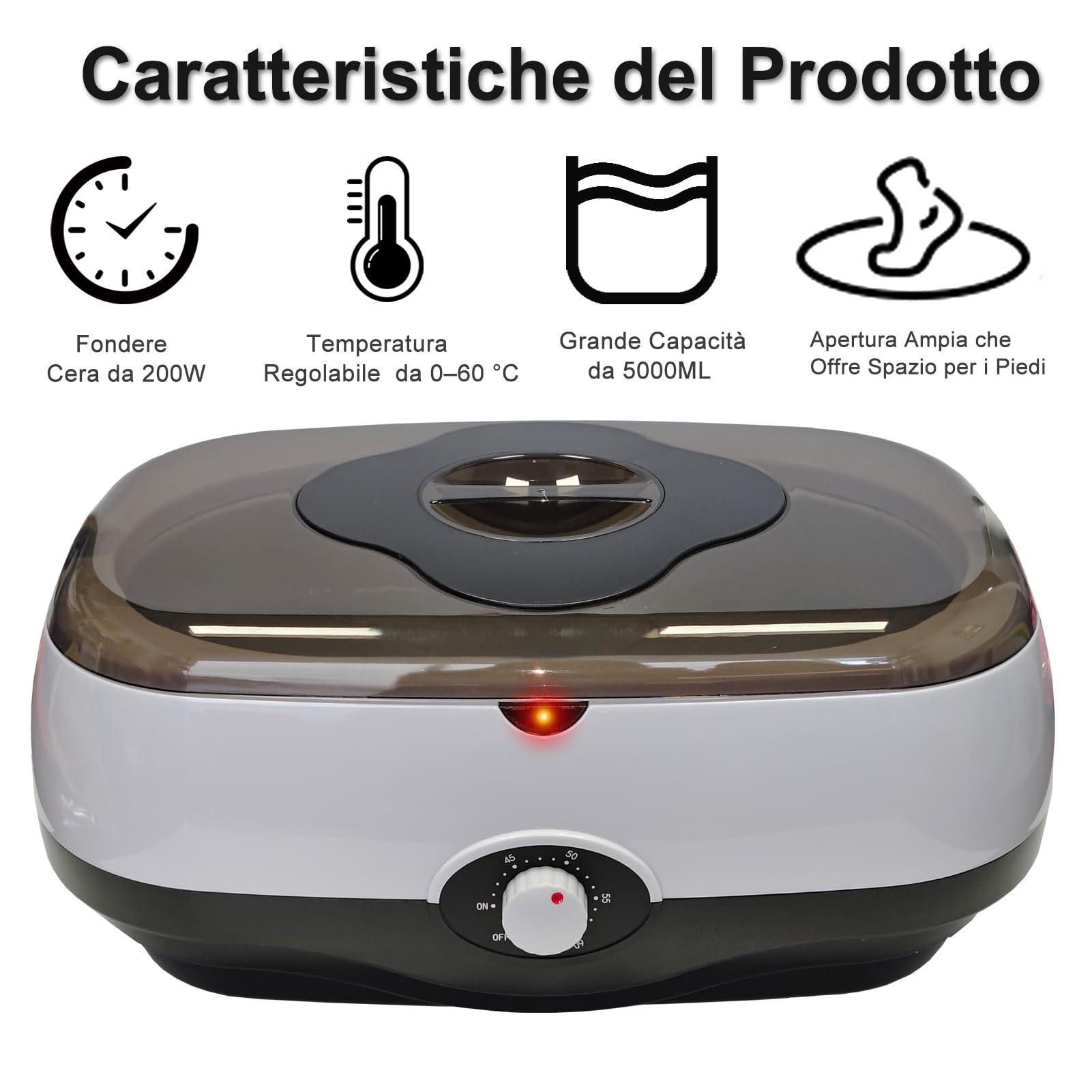 Paraffina per mani e piedi, 5000 ml bagni di paraffina mani e piedi, kit paraffina mani secca e ruvida, con cera di paraffina da 1800 g e accessori, ottimo regalo per spa (Nero)