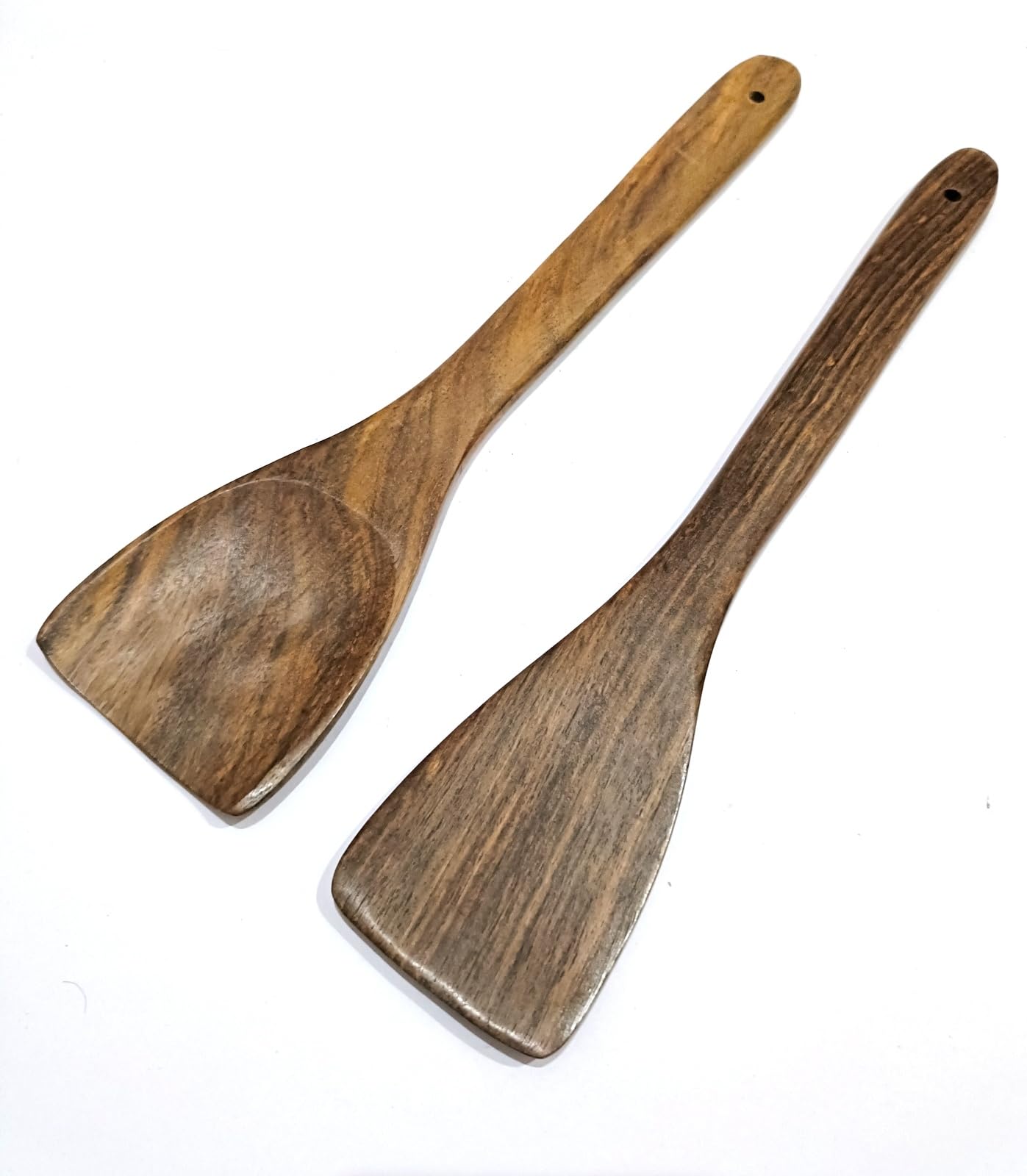 Ustensiles de cuisine en bois set de 2 pièces rustique avec grande cuillère et spatule