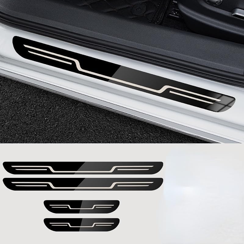 4 Pezzi Protezione Battitacco en Acciaio per Skoda Octavia 4 ab 2020-2022 2023 2024,Auto Acciaio Inossidabile Battitacco Protezione Plates Anti-Graffio Scuff Adesivi Decorativi