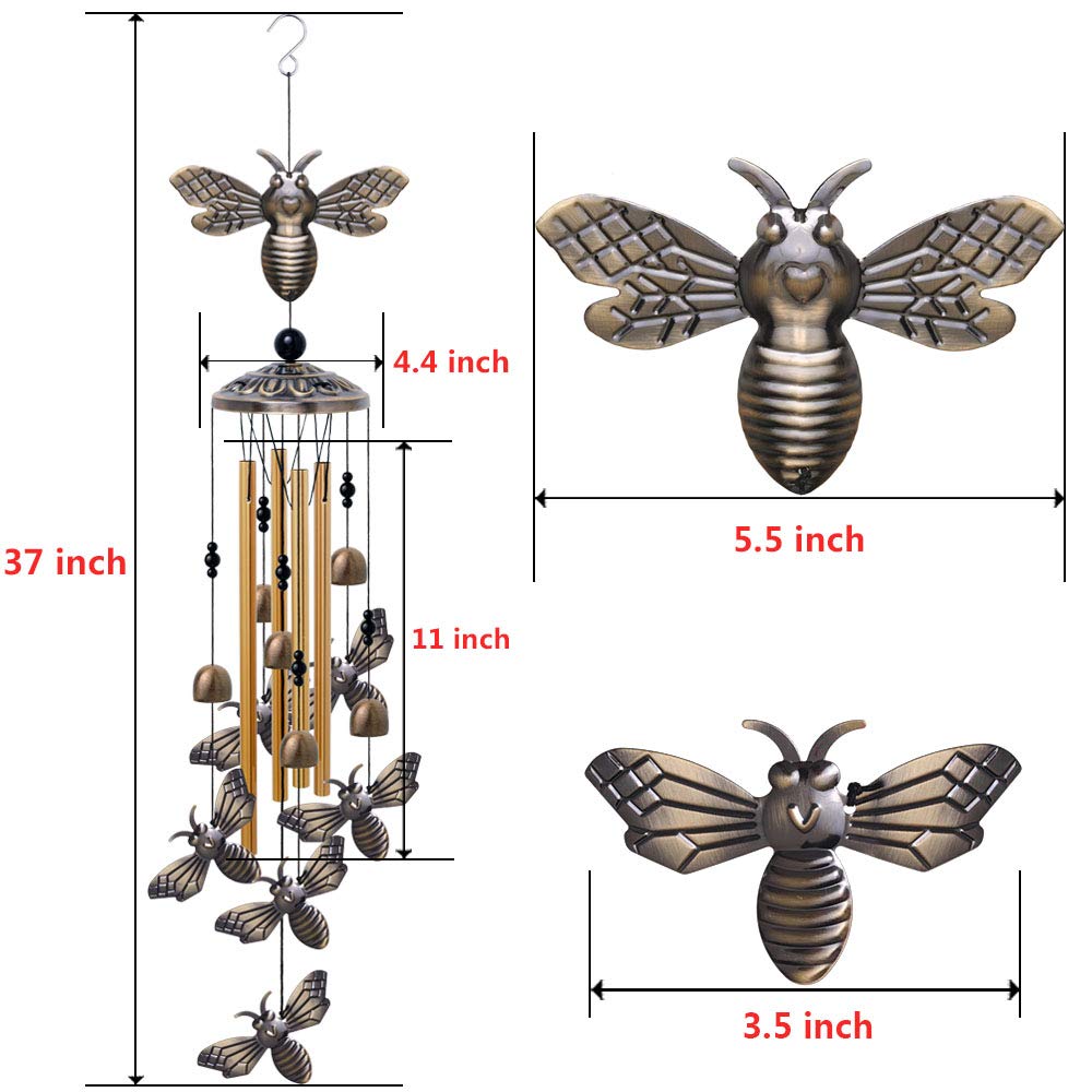 Campanelli a vento da giardino, decorazione per interni ed esterni, con 4 tubi, 6 campane, 7 api, scacciapensieri romantici, per casa, regali per mamma, balcone, albero, festival, decorazione da