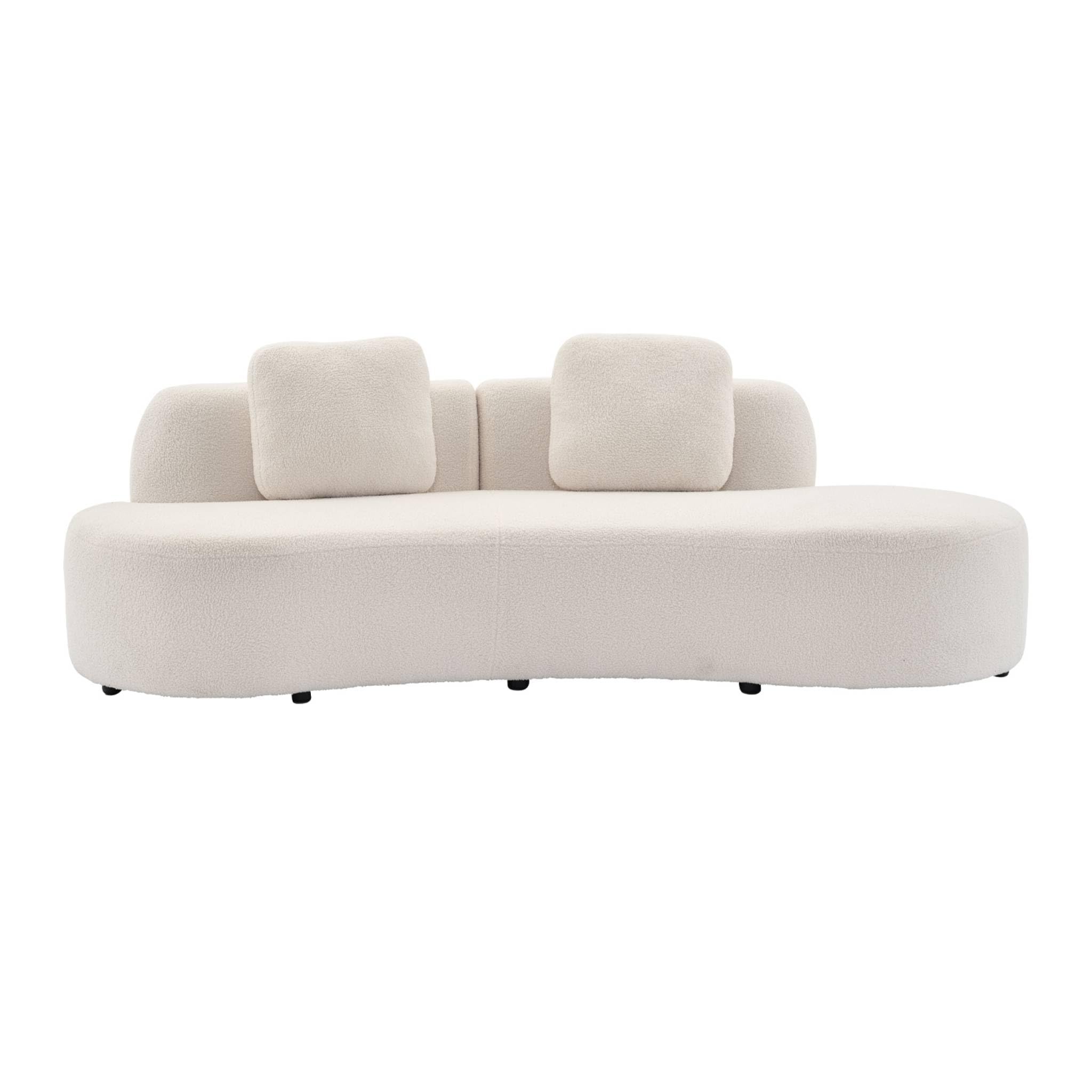 3 Sitzer-Sofa, mit organischer Komma-Form und Bouclé-Bezug - WAVE B 232 x T 97 x H 68cm