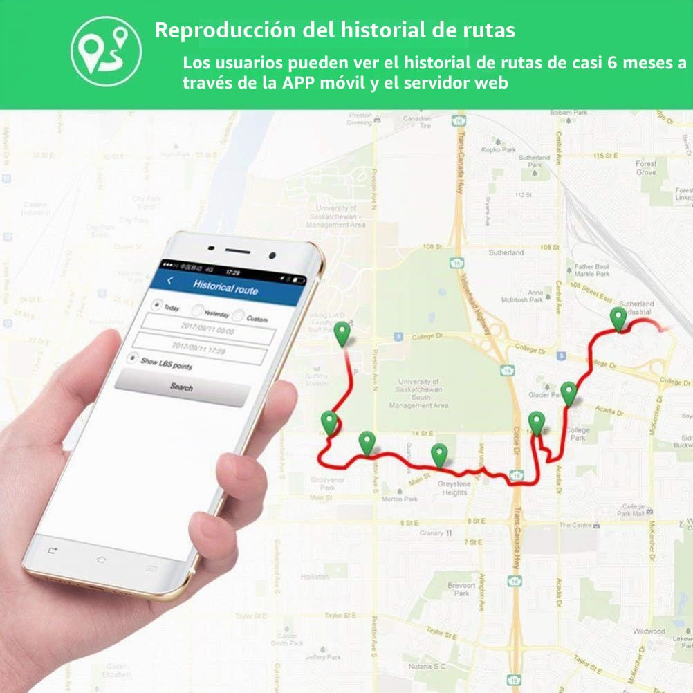 Winnes Mini Rastreador GPS 4G, Sin Suscripción, Magnético Fuerte, Seguimiento Global en Tiempo Real y Protección Antirrobo para Autos, Bicicletas, Ancianos