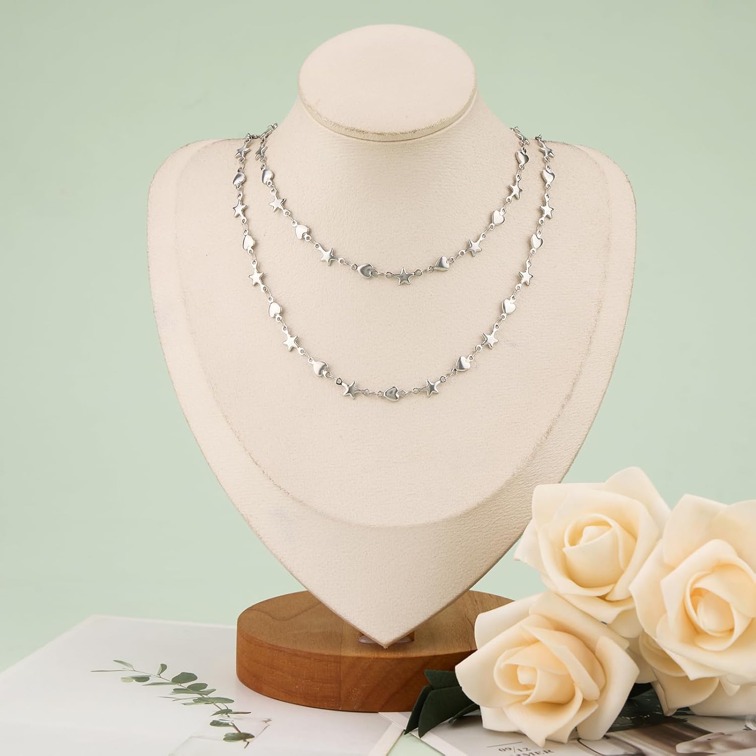 KYUNHOO 13 Feet Heart Chains Bulk Star Link Jewelry Making Supplies Stainless Steel Silver Chain for Crafts DIY - Image 7