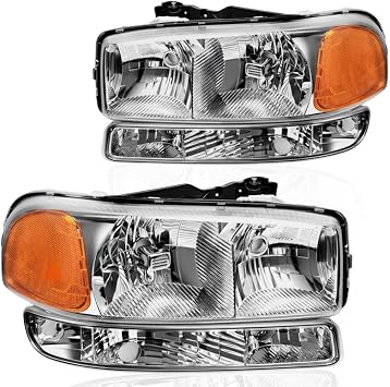 DWVO Headlight Assembly Compatible with 99-06 GMC Sierra 1500 2500 Chrome