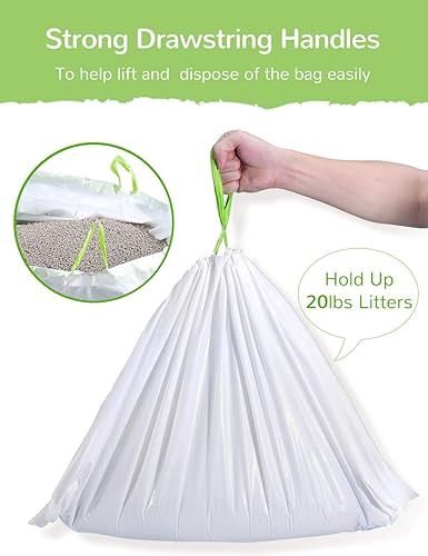 Vista 4 de Revestimientos para cajas de arena, 28 forros gigantes para bandejas de arena para gatos, bolsas con cordón para bandeja de arena, forro de arena