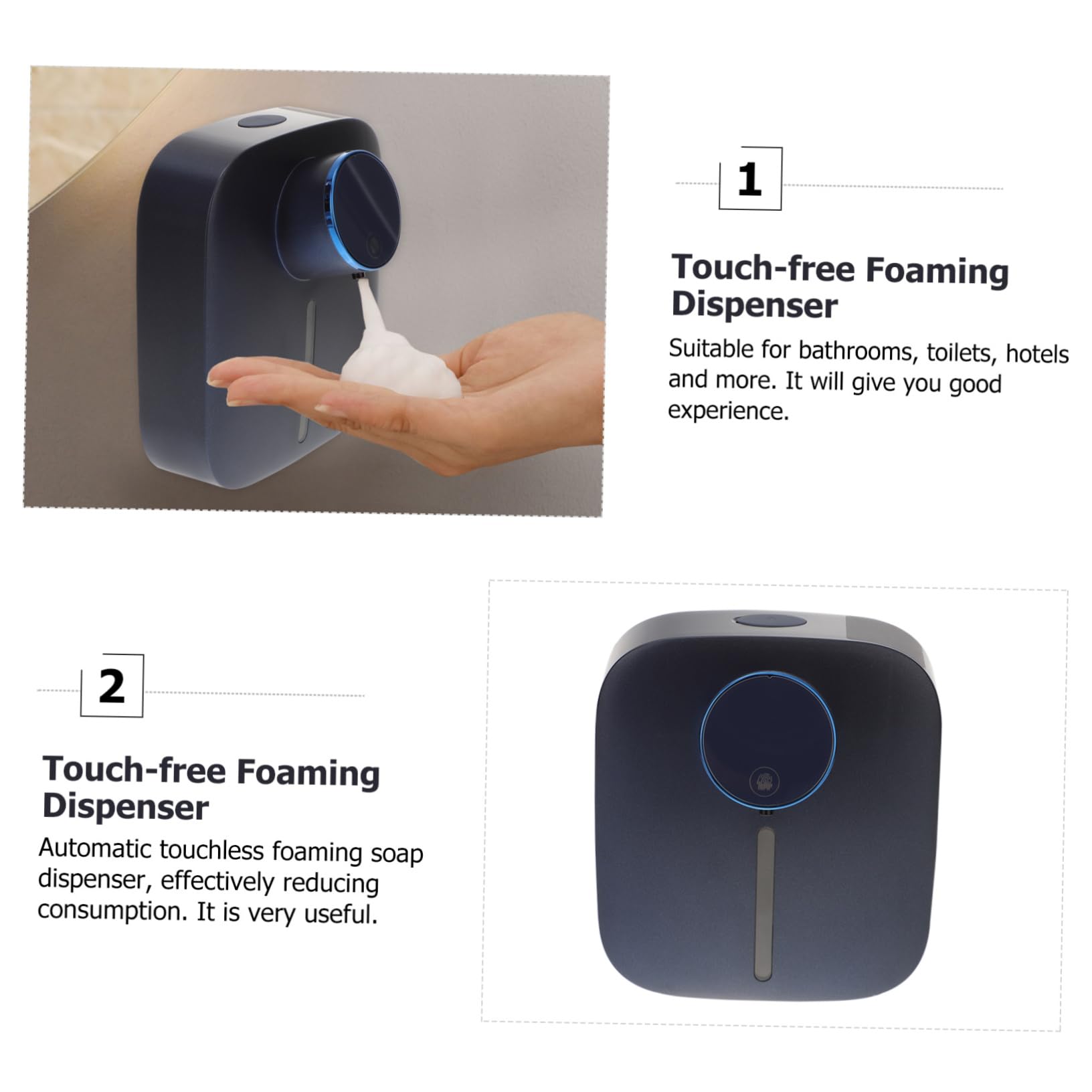 Didiseaon Distributore Automatico di Sapone senza Contatto Distributore di Sapone Ricaricabile da Parete per Casa Realizzato in Materiali con Sensori Intelligenti