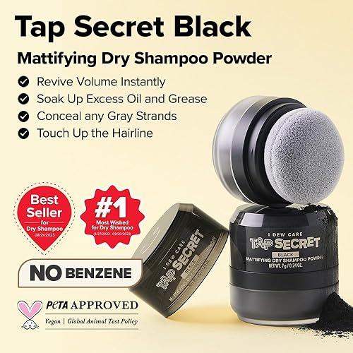 Vista 10 de I DEW CARE Tap Secret - Champú seco en polvo con biotina – Tap Secret Original Fortalecimiento y voluminización, recargable, tamaño de viaje, sin