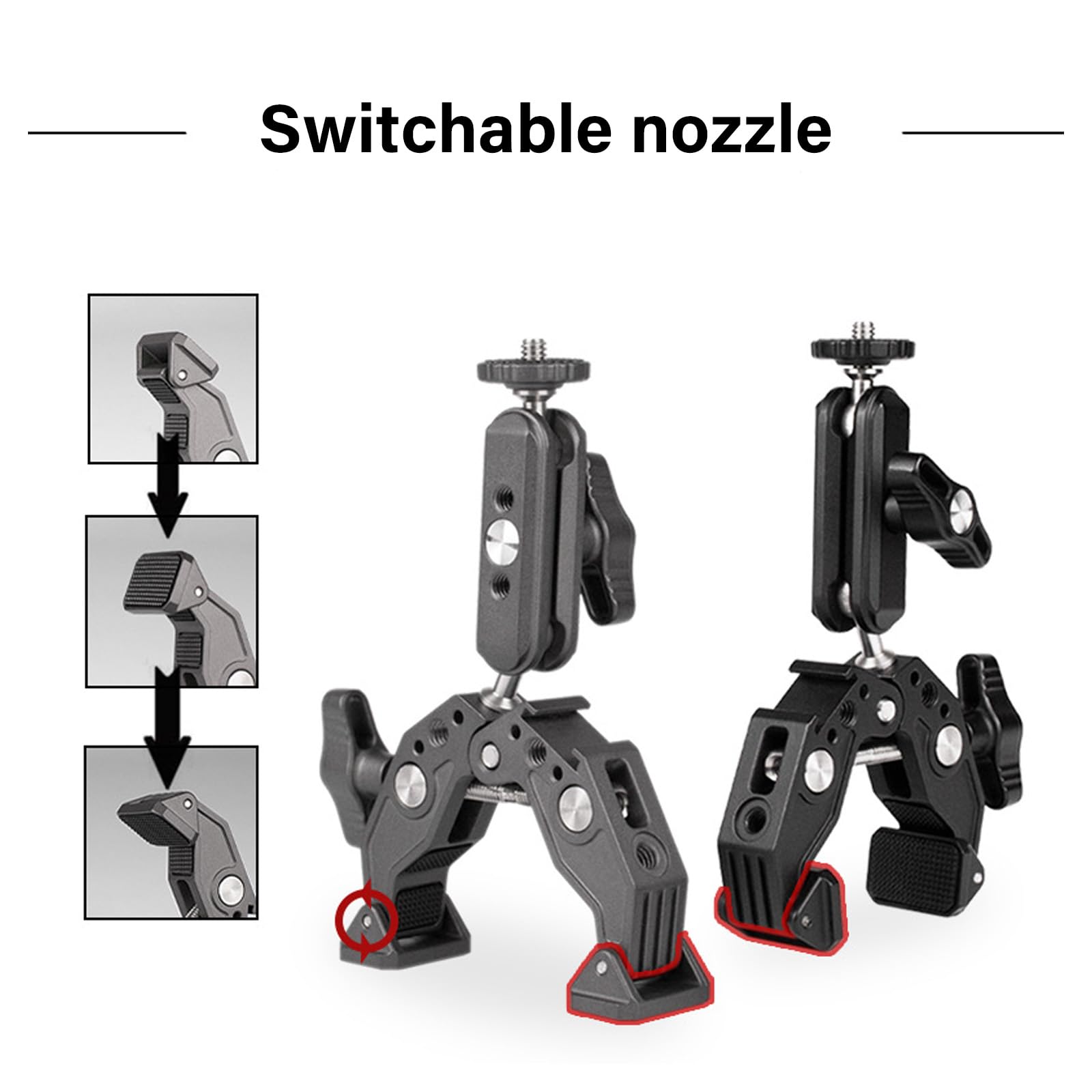 Studio Magics Abrazadera De Brazo Cabezales Bola Giratorios Adaptador Rosca 1/4" Montaje Fría para Plataformas Cámara Barras Transversales Abrazadera C para Monitor