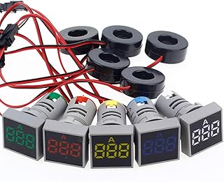 22mm 0-100A Square Digital LED Indicator Pilot Light Ammeter Current Tester with Current Coil - Blue