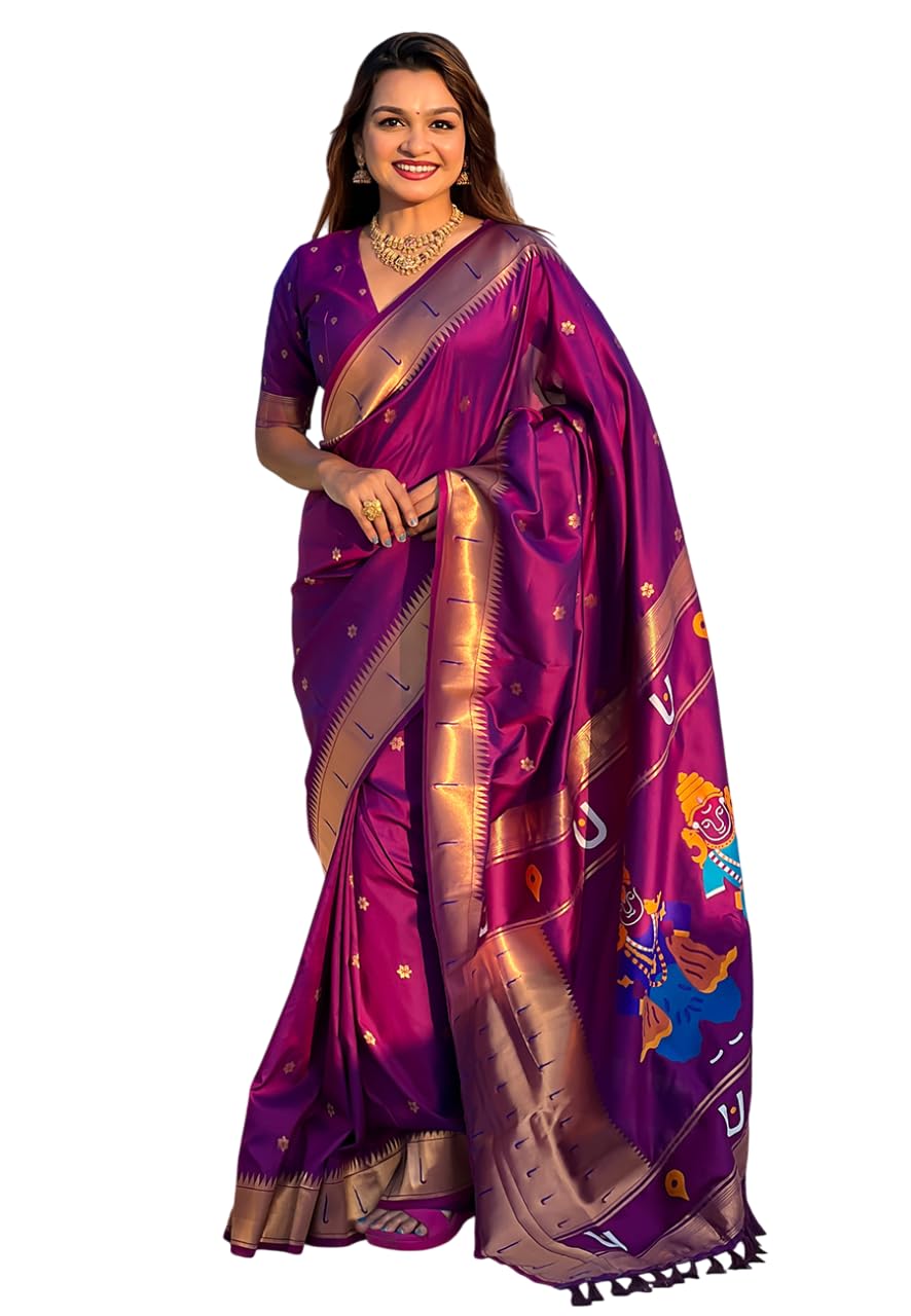 SGF11 Women's Kanjivaram Paithani Silk Saree With Unstitched Blouse Piece Price In India