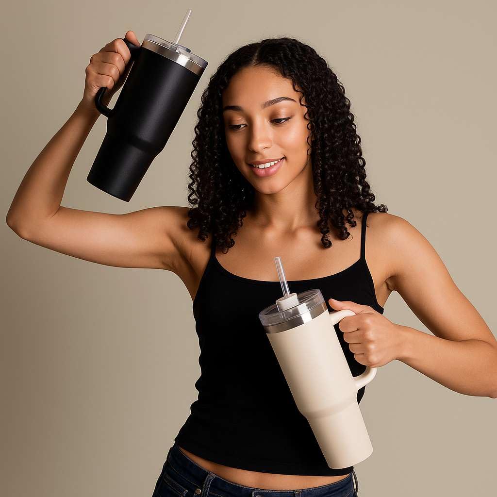 Planetee Mug Isotherme 1,2L - Je peux pas petite bière Noir – Bouteille avec Anse, Paille et Couvercle – Idée Cadeau Gourde Personnalisée