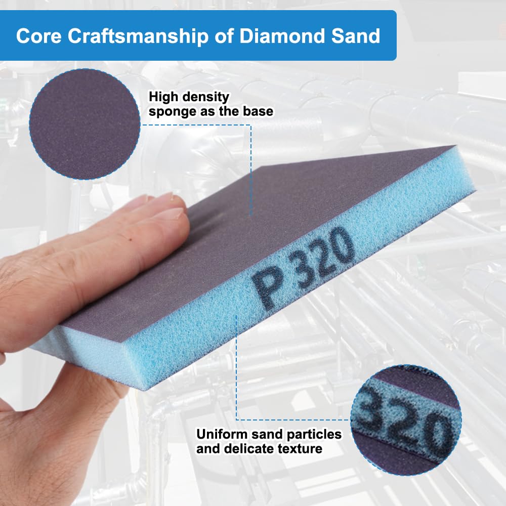 Zestaw 6 sztuk podkładek szlifierskich, 12 × 10 × 1,3 cm, miękki blok szlifierski na mokro i na sucho, miękka pianka, blok szlifierski do prac z drewna, szlifowania, gruntowania