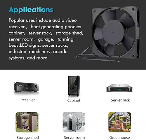 Miniatura 6 de Wathai 4.724 in x 0.984 in AC Power Muffin Axial Fan 110V 120V Bola Dual para Refrigeración de Equipos Electrónicos