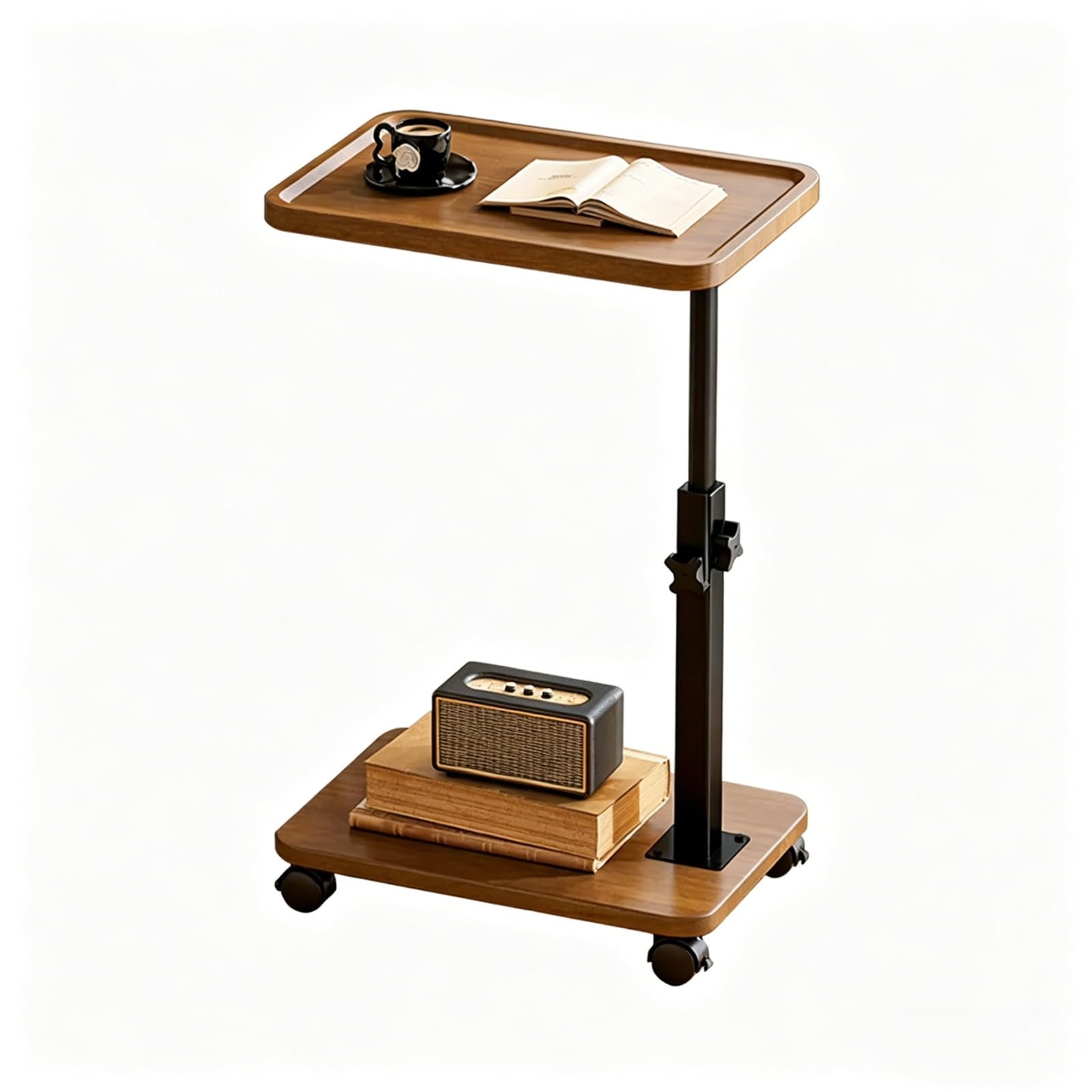 Mesas Auxiliares para Salon Modernas Altura Ajustable de 45-80 cm Mesa Auxiliar con Ruedas para Comer en La Cama Fácil Montaje para Oficina Sala de Estar Estudio Balcón(Brown)