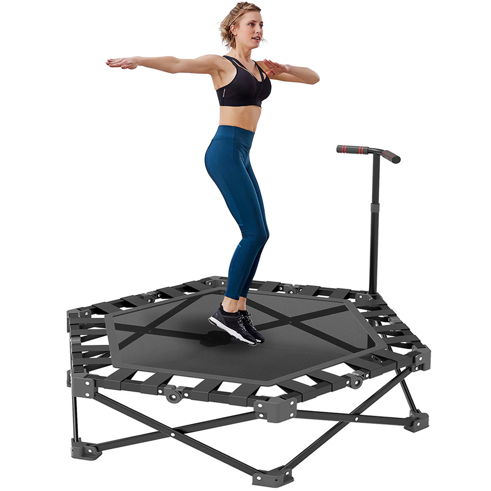 Składana trampolina fitness Rebounder 110 cm sześciokątna trampolina treningowa ośmiokątna