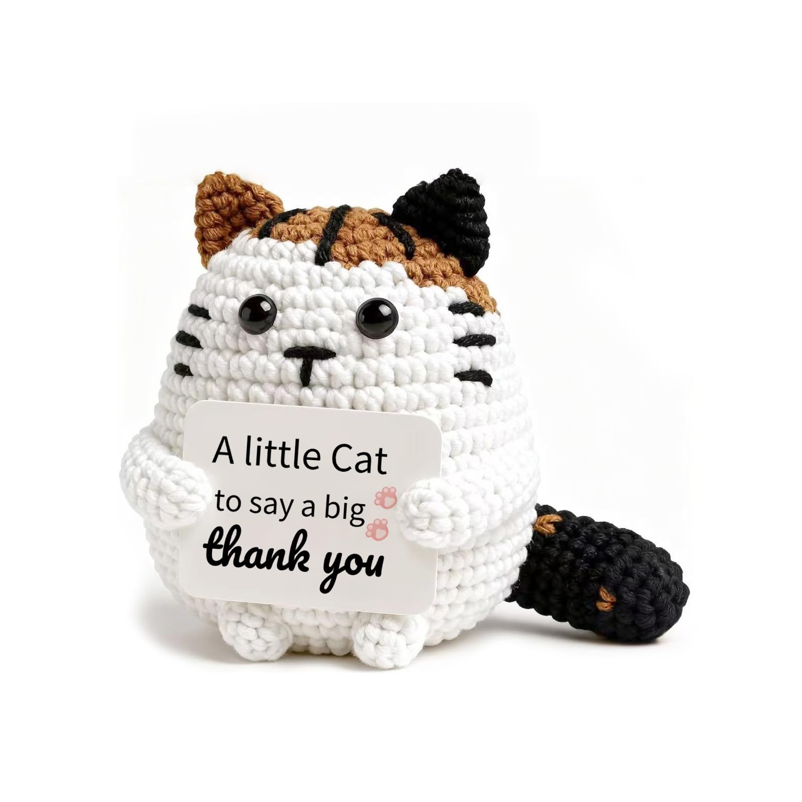 SJAUBKJOG Thank You Gift Cat Doll, Teacher Gifts, White Flower Cat Holding Appreciation Card, Thank You Teacher Gifts, Small Keepsake Present for Teachers Women Colleagues Friends Nurses