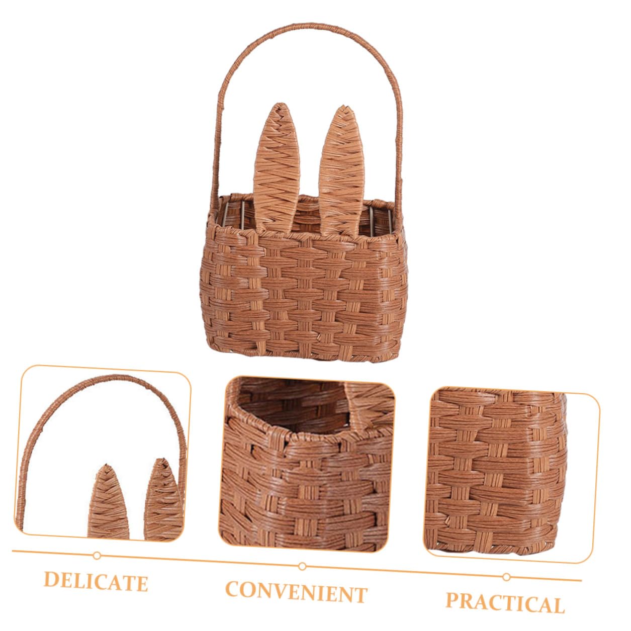 SUPVOX Cestino da Picnic Portatile in Materiale Intrecciato Resistente Manico Ergonomico, Contenitore Portaoggetti e Organizer per Alimenti, per Gite All’aperto e Uso Domestico
