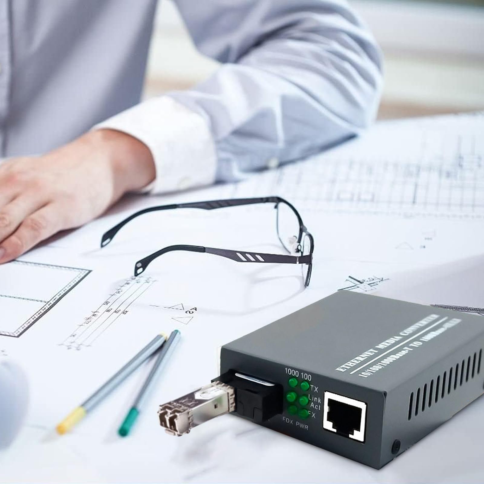 Générique Convertitore fibra Ethernet - Coppia monomodale Fast Ethernet | con modulo LC a rilevamento automatico e collegamento dati ottico stabile | Convertitore multimediale per un'estensione