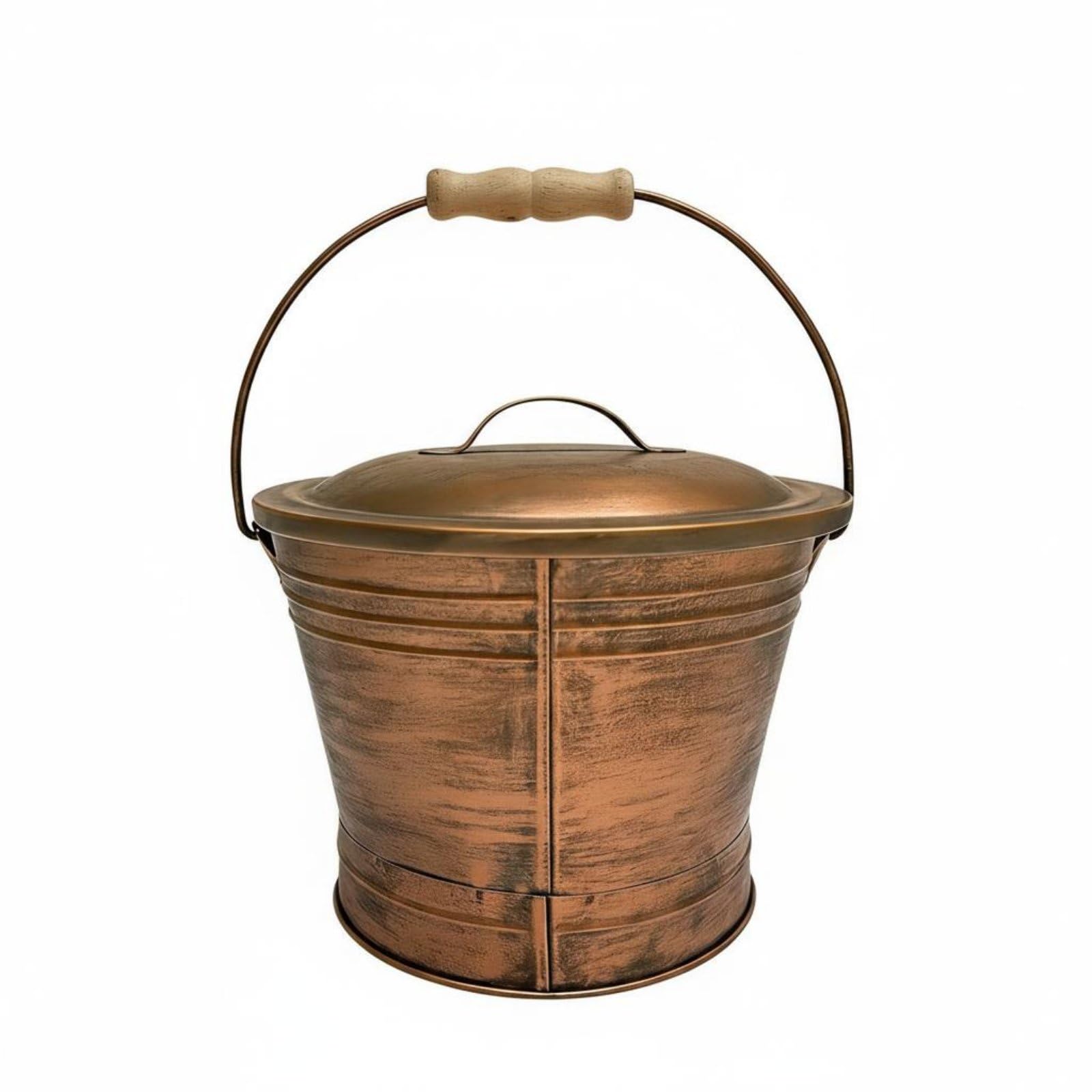 BNF® Sturdy Iron Construction Vintage Copper Ash Can Multi-Purpose Fireplace Container for Fireside, Hearth, Bronze | Home Improvement &-image-44