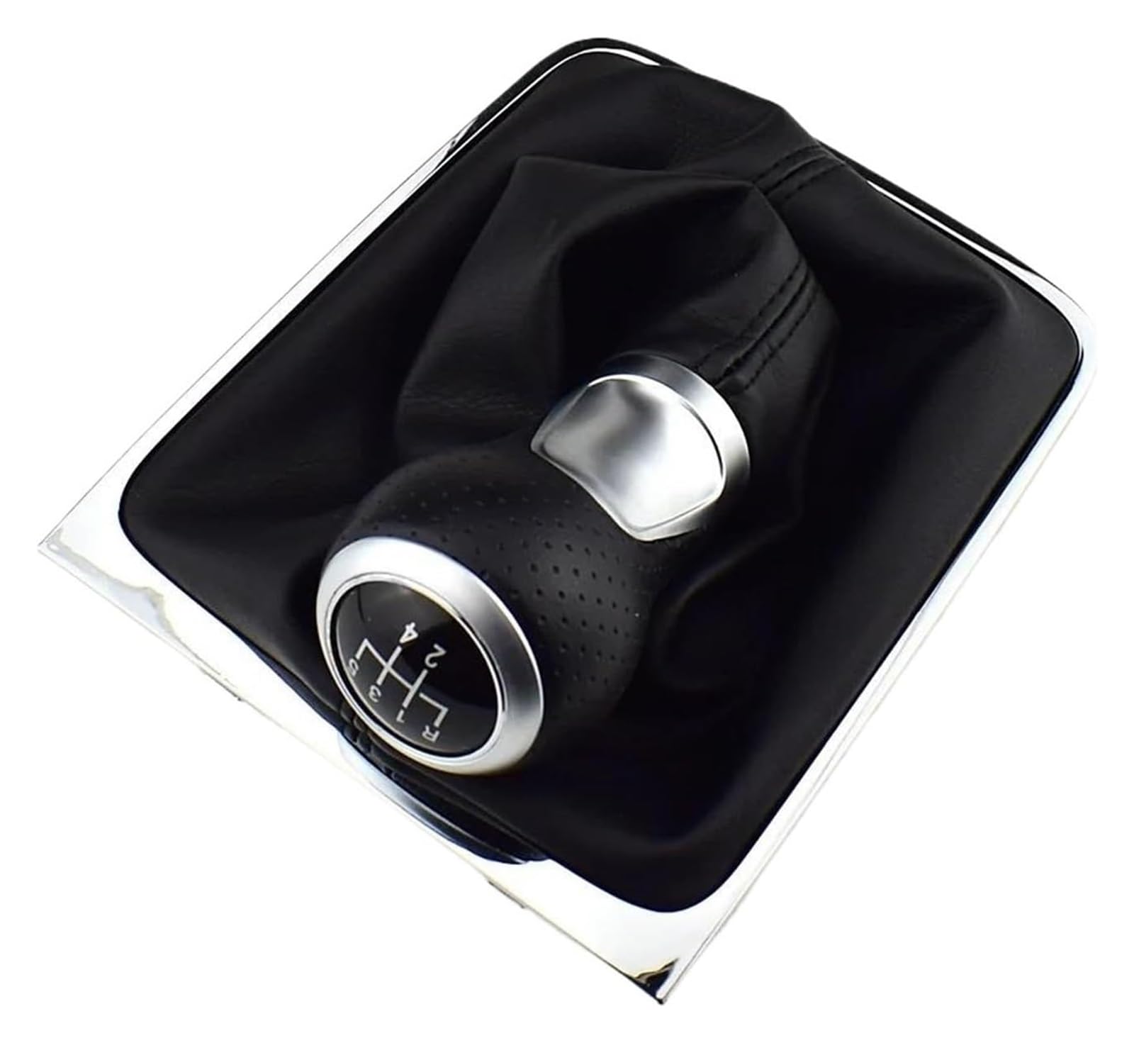 UTONGMU Manual Gear Shift Knob for VW for Passat B6 2005-2011 5 6 Speed Car Gear Shift Knob with Gaiter Boot Cover Frame(Silver,5 Speed)