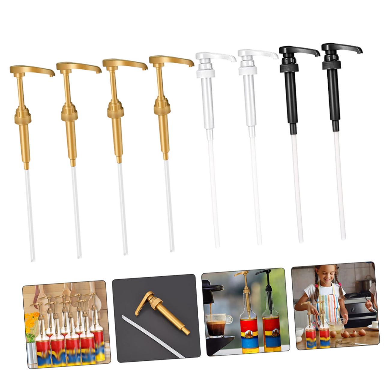 Garneck 8pcs Plastic Syrup Pumps Coffee Syrup Pump Set Dispenser Pumps Comfortable Press Design